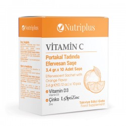 NUTRIPLUS VİTAMİN C,VİTAMİN D3 VE ÇİNKO İÇEREN EFERVESAN TAKVİYE EDİCİ GIDA 3.4 GR 10 ADET - 9700829